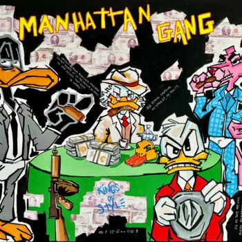 "Manhattan Gang" başlıklı Tablo Patrice Almodovar tarafından, Orijinal sanat, Akrilik Ahşap Sedye çerçevesi üzerine monte ed…
