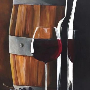 Peinture intitulée "Verre de vin rouge" par Atelier De B, Œuvre d'art originale, Acrylique
