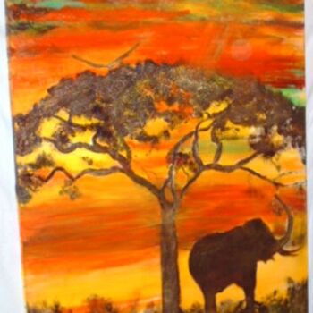 Painting titled "toile africaine" by Christine Escouflaire, Original Artwork