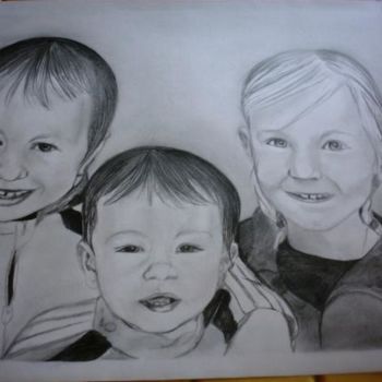 Drawing titled "3 COUSINS" by Lilou, Original Artwork, Other