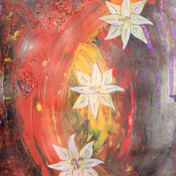 Peinture intitulée "Fleurs de la passion" par Corinne Brossier (Atelier de l'imaginaire), Œuvre d'art originale, Acrylique