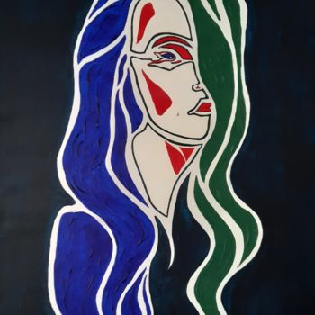 Painting titled "Androgyne" by Lucile Plancke Delassus, Original Artwork, Acrylic