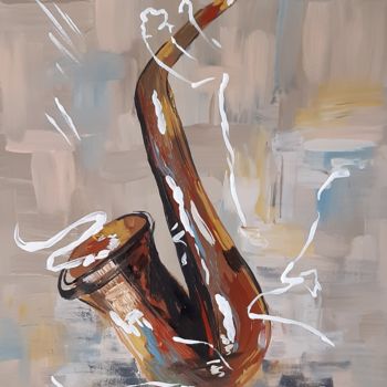 Painting titled "Instrument de musiq…" by Lucile Plancke Delassus, Original Artwork, Acrylic Mounted on Wood Stretcher frame