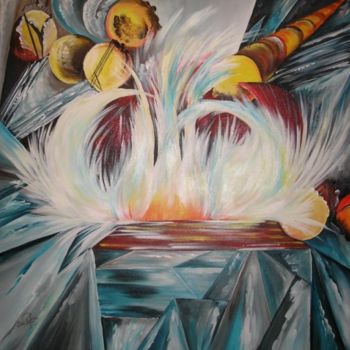 Painting titled "A explosão" by Léia Maria  Puton, Original Artwork, Oil