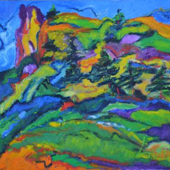 Peinture intitulée "Vallée de L'Allier" par Pascal Laurent, Œuvre d'art originale, Huile
