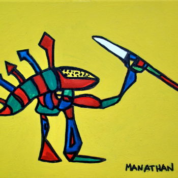 Peinture intitulée "Guerrier" par Atelier N N . Art Store By Nat, Œuvre d'art originale, Acrylique