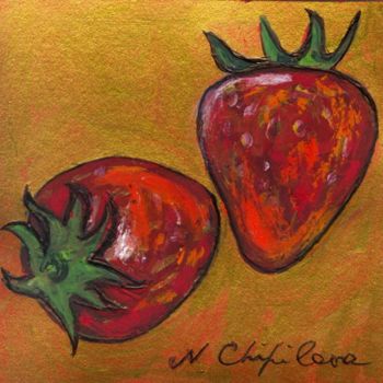 Painting titled "Deux fraises" by Atelier N N . Art Store By Nat, Original Artwork, Acrylic