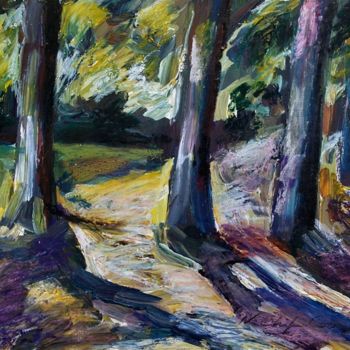 Painting titled "In the forest 5" by Nathalia Chipilova, Original Artwork, Oil