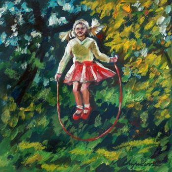 Peinture intitulée "Jeu à la corde" par Atelier N N . Art Store By Nat, Œuvre d'art originale, Huile