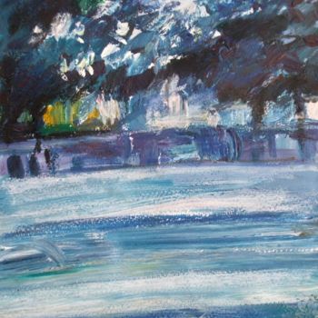 Painting titled "Blue park 3" by Atelier N N . Art Store By Nat, Original Artwork, Acrylic