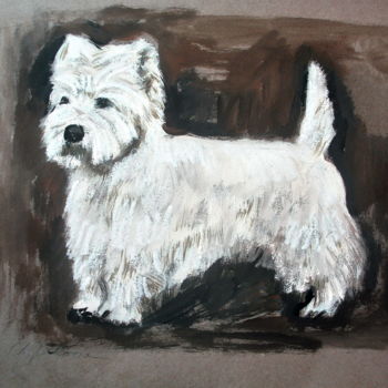 Painting titled "Terrier west highla…" by Nathalia Chipilova, Original Artwork, Acrylic