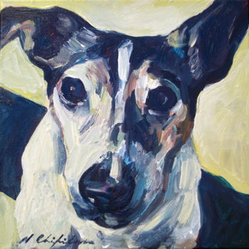 Картина под названием "Jack Russell dog" - Atelier N N . Art Store By Nat, Подлинное произведение искусства, Акрил