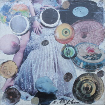 Collages intitolato "Round Ring Around" da Atelier N N . Art Store By Nat, Opera d'arte originale, Collages Montato su Telai…