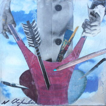 Collages titled "Amour 1" by Atelier N N . Art Store By Nat, Original Artwork, Acrylic Mounted on Wood Stretcher frame