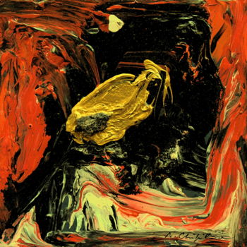 Painting titled "Volubilis 1, 19x19cm" by Atelier N N . Art Store By Nat, Original Artwork, Acrylic