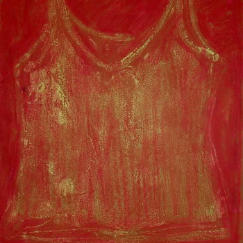 Painting titled "Gold Red Undershirt…" by Atelier N N . Art Store By Nat, Original Artwork, Acrylic