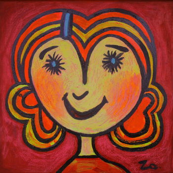 Painting titled "Little Girl 1" by Atelier N N . Art Store By Nat, Original Artwork, Acrylic Mounted on Wood Stretcher frame