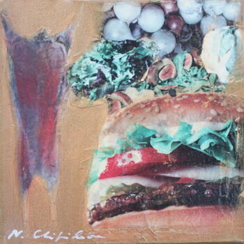 Collages titled "Eat" by Atelier N N . Art Store By Nat, Original Artwork, Collages Mounted on Wood Stretcher frame