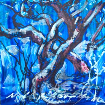 Malarstwo zatytułowany „Cobalt Tree 1” autorstwa Atelier N N . Art Store By Nat, Oryginalna praca, Akryl