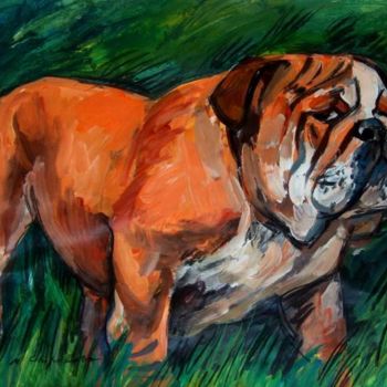 Painting titled "Bouldog" by Atelier N N . Art Store By Nat, Original Artwork, Acrylic