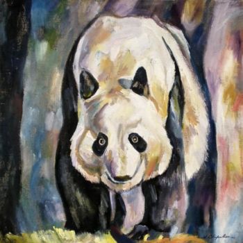 Painting titled "Panda" by Atelier N N . Art Store By Nat, Original Artwork, Oil