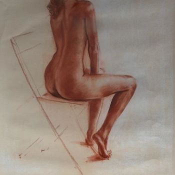 Dessin intitulée "Etude de nu assis s…" par Atelier N N . Art Store By Nat, Œuvre d'art originale, Autre