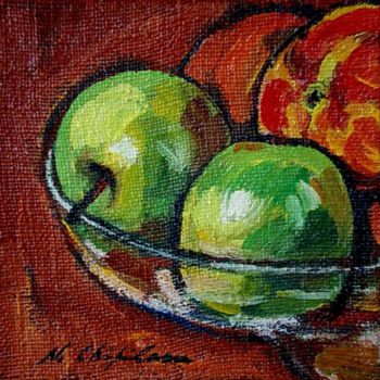 Pittura intitolato "Coupe de fruits" da Atelier N N . Art Store By Nat, Opera d'arte originale, Acrilico