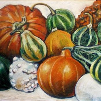 Painting titled "Courges" by Atelier N N . Art Store By Nat, Original Artwork, Acrylic