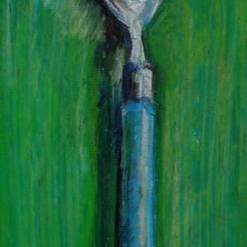 Painting titled "Green spoon" by Atelier N N . Art Store By Nat, Original Artwork, Oil