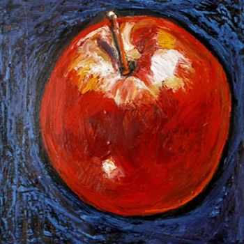 Painting titled "Pomme rouge 1" by Atelier N N . Art Store By Nat, Original Artwork, Acrylic