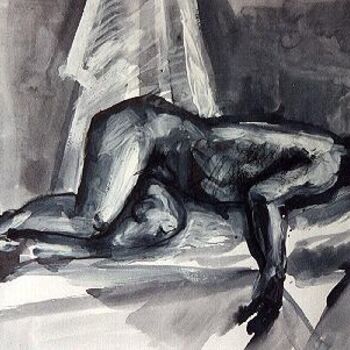 Pintura titulada "Etude de nu, L'Homm…" por Atelier N N . Art Store By Nat, Obra de arte original, Tinta