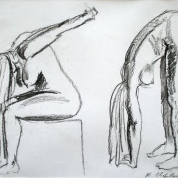 Drawing titled "Etude de nu: mouvem…" by Atelier N N . Art Store By Nat, Original Artwork, Charcoal