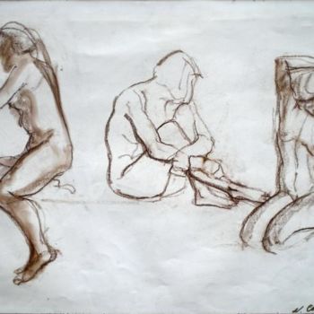 Dessin intitulée "Etude de nu" par Atelier N N . Art Store By Nat, Œuvre d'art originale, Autre
