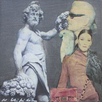 Collages intitulée "Dionysos, cacatoès,…" par Atelier N N . Art Store By Nat, Œuvre d'art originale, Acrylique Monté sur Châ…
