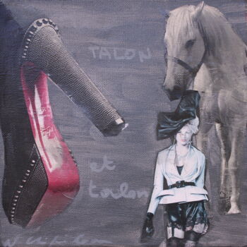 Collages titled "Talon étalon" by Nathalia Chipilova, Original Artwork, Paper cutting Mounted on Wood Stretcher frame