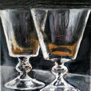 Painting titled "Two wine glass" by Atelier N N . Art Store By Nat, Original Artwork, Acrylic