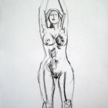 Dibujo titulada "Etude de nu debout" por Atelier N N . Art Store By Nat, Obra de arte original, Otro