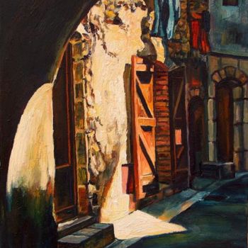 Painting titled "Trois portes-Tree D…" by Atelier N N . Art Store By Nat, Original Artwork, Oil