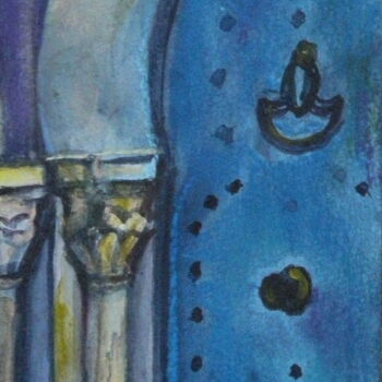 Peinture intitulée "Porte bleue" par Atelier N N . Art Store By Nat, Œuvre d'art originale, Aquarelle Monté sur Carton