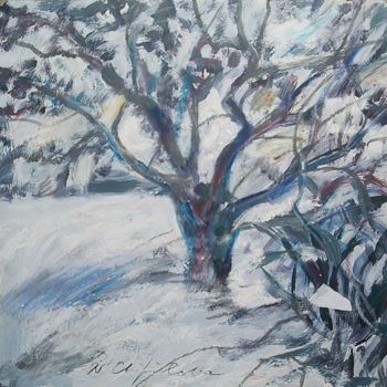 Painting titled "Winter tree" by Atelier N N . Art Store By Nat, Original Artwork, Acrylic