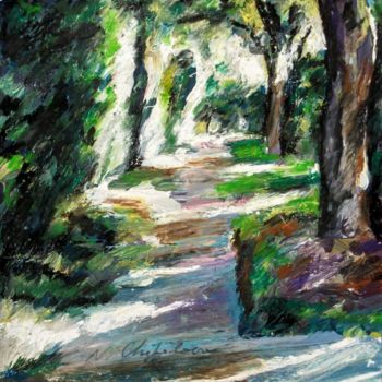 Painting titled "Garden road" by Atelier N N . Art Store By Nat, Original Artwork, Acrylic