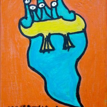 Pintura titulada "Mini monstre" por Atelier N N . Art Store By Nat, Obra de arte original, Oleo