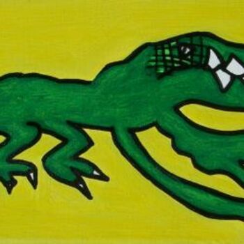 「Alligator」というタイトルの絵画 Atelier N N . Art Store By Natによって, オリジナルのアートワーク, オイル