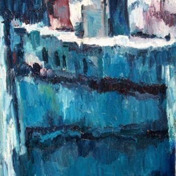 Pittura intitolato "Barque bleue" da Atelier N N . Art Store By Nat, Opera d'arte originale, Olio Montato su Telaio per bare…