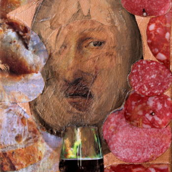 Collages intitulée "Du pain, du vin, du…" par Atelier N N . Art Store By Nat, Œuvre d'art originale, Découpages