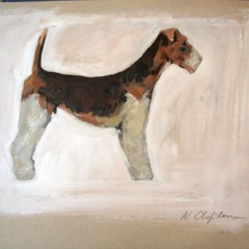 Painting titled "Fox terrier" by Atelier N N . Art Store By Nat, Original Artwork, Acrylic