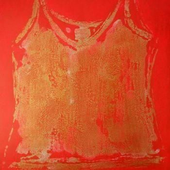 Painting titled "Red gold undershirt…" by Atelier N N . Art Store By Nat, Original Artwork, Acrylic