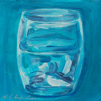Painting titled "Verre d'eau 94" by Atelier N N . Art Store By Nat, Original Artwork, Acrylic Mounted on Wood Stretcher frame
