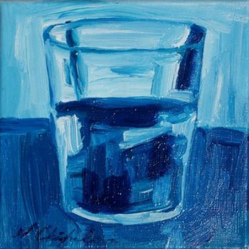 Painting titled "Verre d'eau 76" by Atelier N N . Art Store By Nat, Original Artwork, Oil