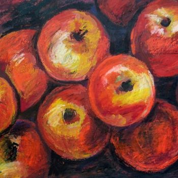 Ζωγραφική με τίτλο "Pommes rouges" από Atelier N N . Art Store By Nat, Αυθεντικά έργα τέχνης, Ακρυλικό